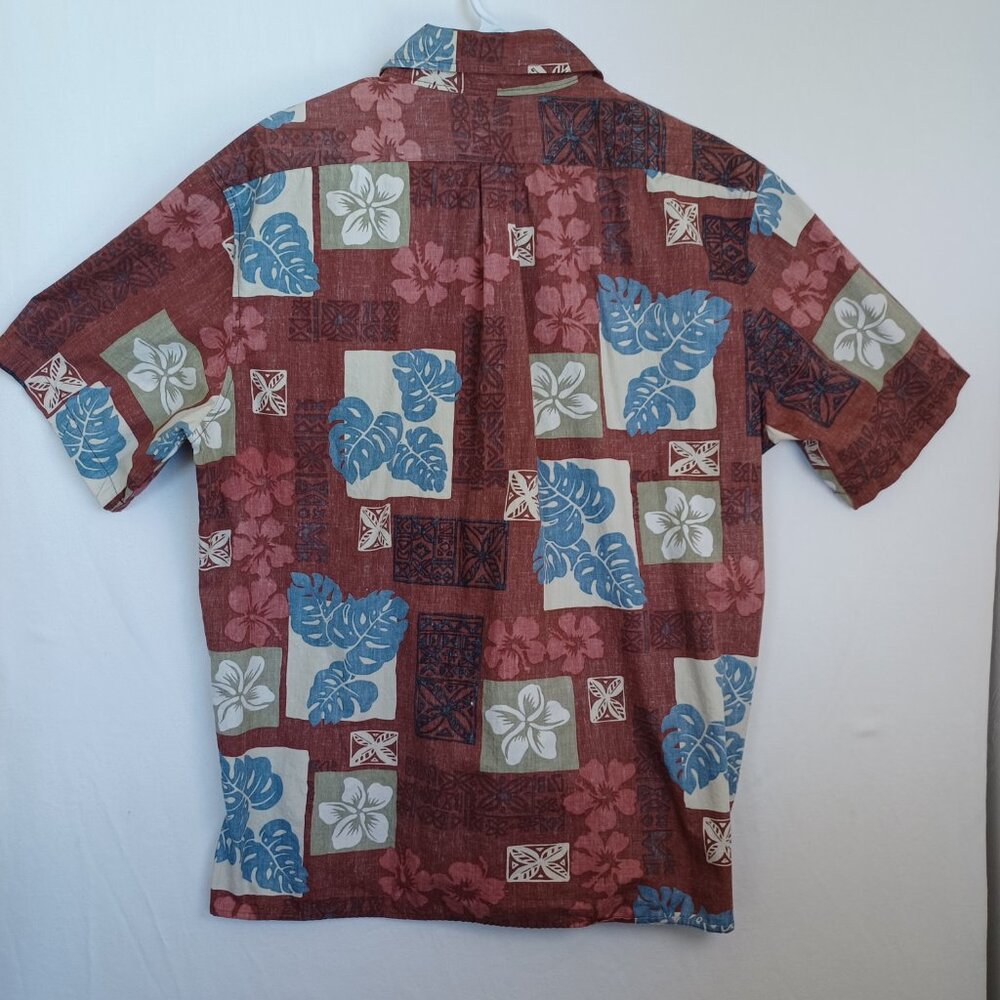 Hilo Hattie Shirt Hawaiian Original Vintage Rust Reverse Floral Print Mens Large - Picture 7 of 10